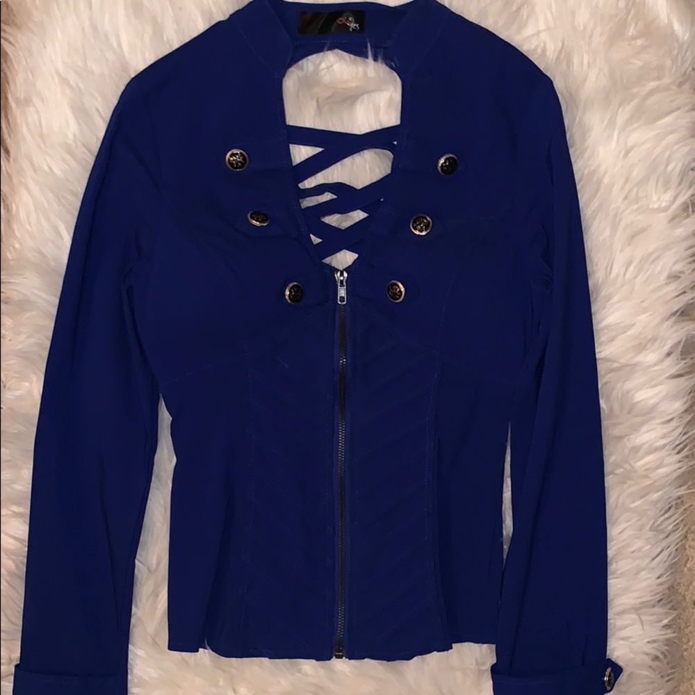 Beautiful Blue long sleeve zip up top